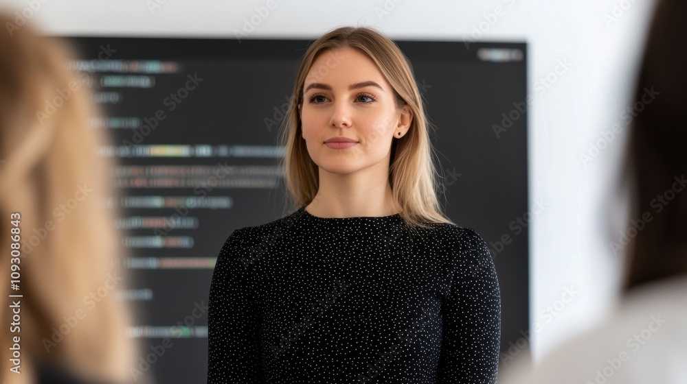 Poster empowering women in tech a presentation on coding skills modern workspace professional development i