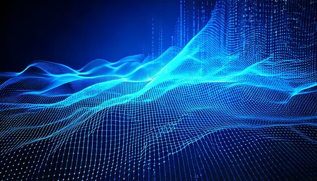 Blue Tech Finance Fintech Background Abstract Pixel Pattern. Technology Backgroud.  Science Vector Background