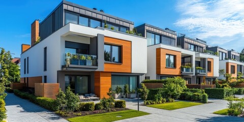 Obraz premium Contemporary Residential Complex with Modular Townhouses and Panoramic Views
