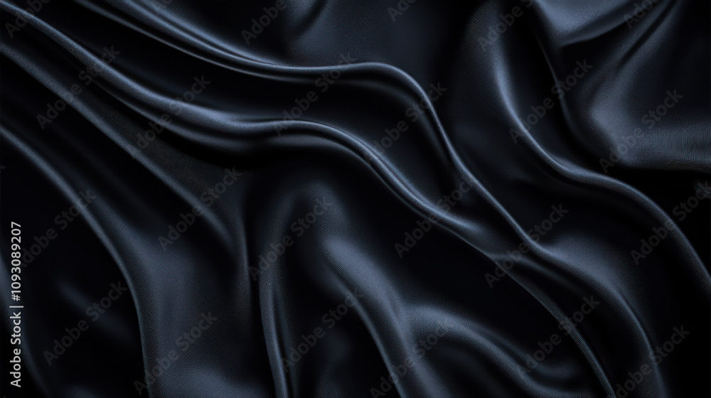Aufkleber glossy black fabric folds creating an elegant texture displayed in soft lighting for a luxurious amb