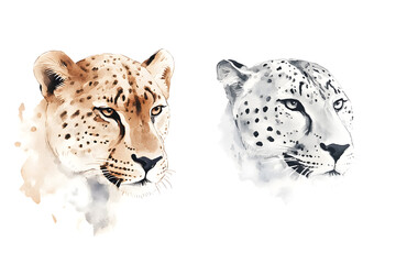 Naklejka premium Leopard portrait in watercolor style
