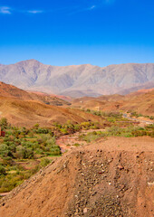 Mountainous scenery of Morocco in the southeast of the High Atlas