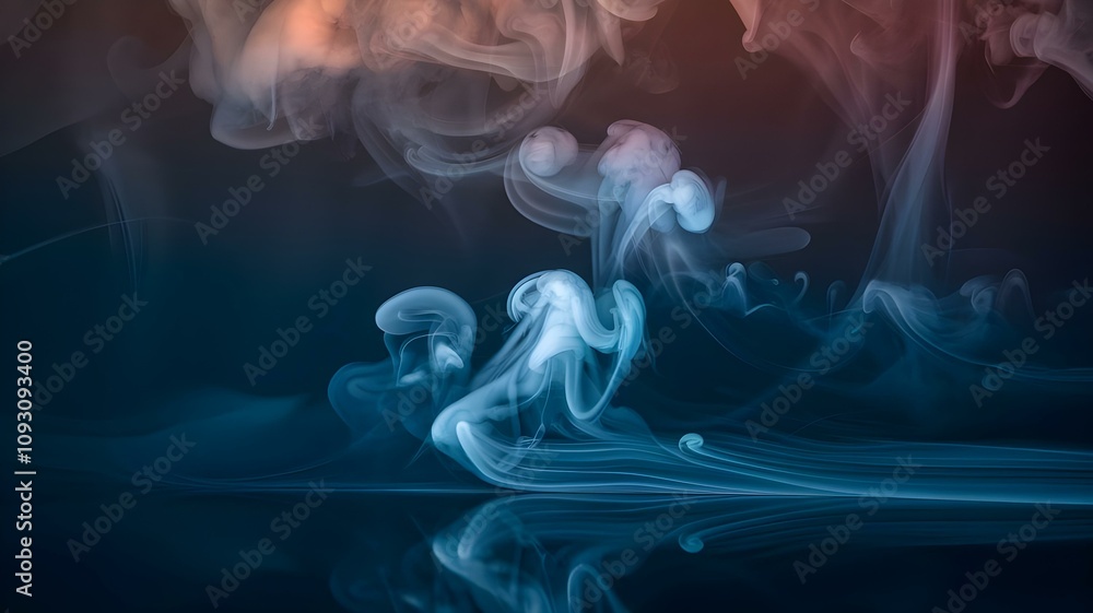Poster Abstract Smoke Art: Ethereal Swirls and Patterns in Soft Hues Creating a Dreamlike Atmosphere