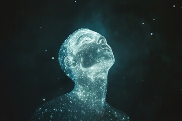 Obraz premium Celestial Being A Stardust Human Form Gazing Upward