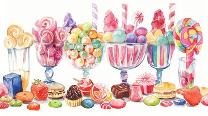 Decorating With Candy Day Colorful candy display with lollipops and sweets for dessert inspiration and celebration