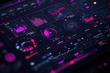 Advanced education technology platform featuring floating data visualizations digital workspace interactive analytics futuristic environment user-centric concept for enhanced learning engagement