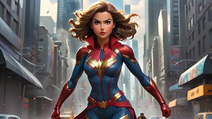 woman in superhero glamour outfit