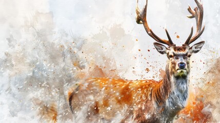 Watercolor painting of a deer
