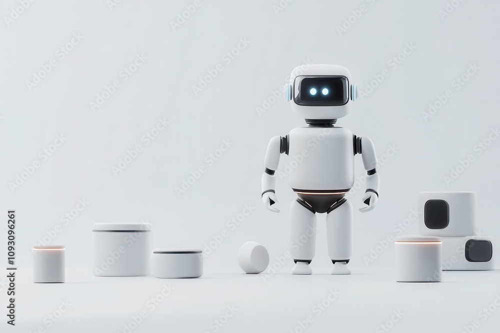 Poster innovative ai-driven learning assistant modern studio digital artwork minimalistic environment front