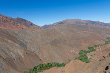 Mountainous scenery of Morocco in the southeast of the High Atlas