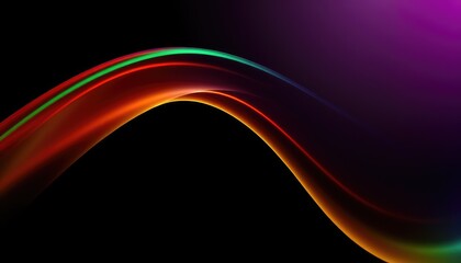 Obraz premium Realistic colourful abstract wave flowing on purple and black gradient background, Generative Ai