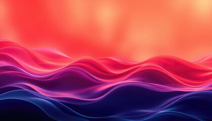 Red, purple and blue abstract waves flow on fire orange gradient background, Generative Ai