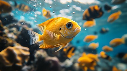 Obraz premium yellow fish under the sea