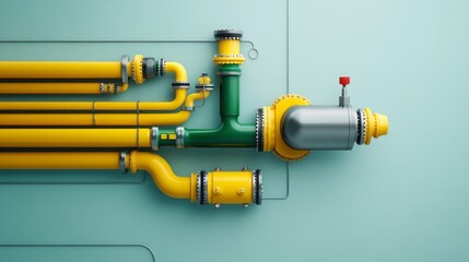 Pipeline network transporting crude oil industrial facility engineering focus top view system efficiency