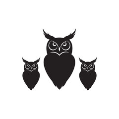 owl animal bird logo icon silhouette vector art flat design