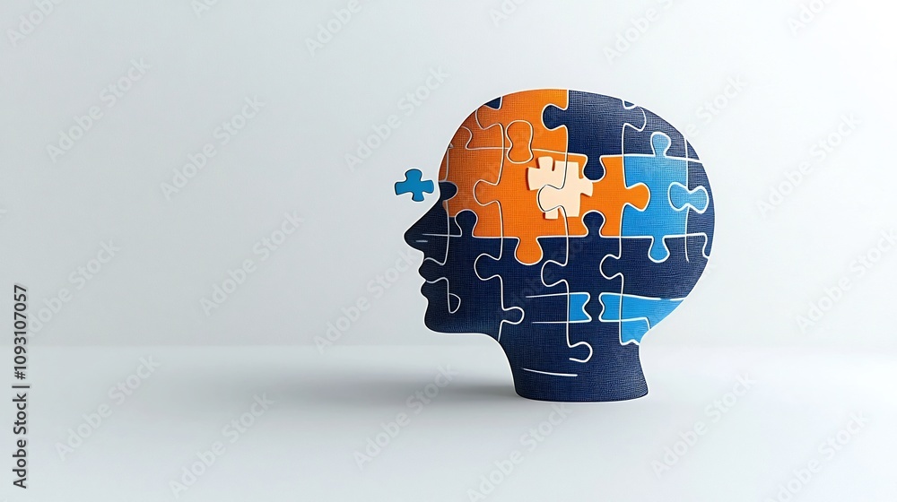 Poster conceptual image of a glowing silhouette of a human head with a puzzle piece element emphasizing the
