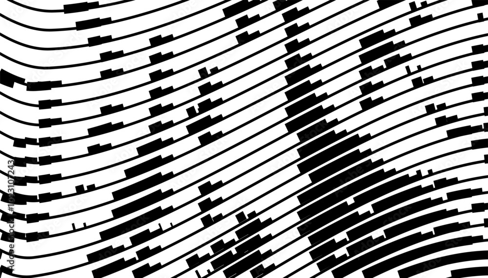 Poster black and white abstract dynamic lines pattern with broken effect, for sporty background and jersey 