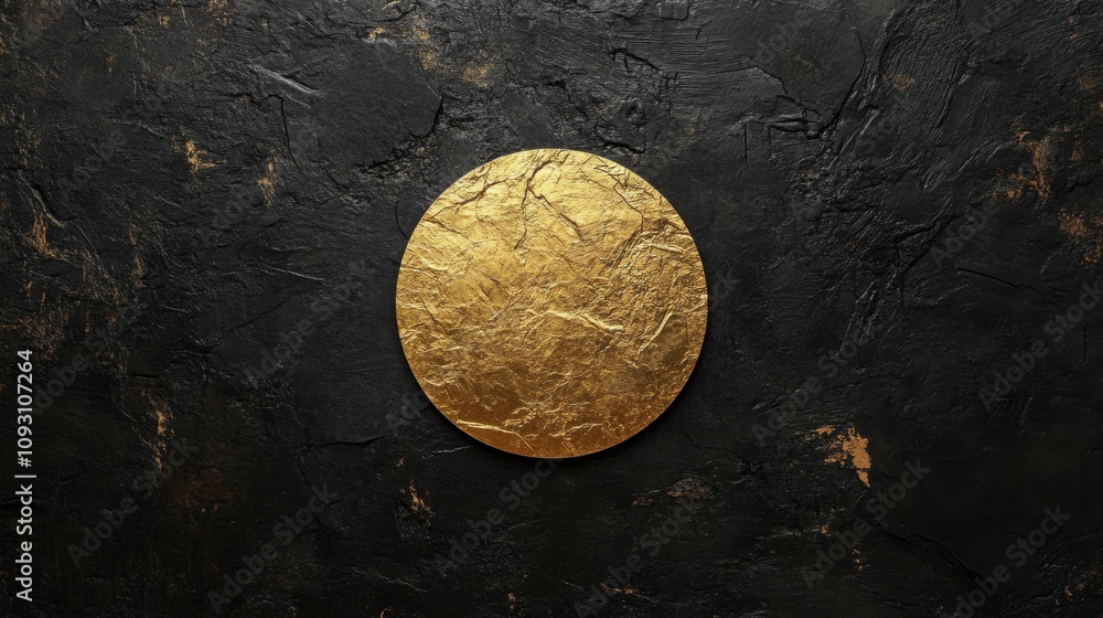 Poster elegant gold circular element on dark textured background for use in premium design projects, art, a