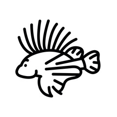 Lion fish black line icon. Tropical fish