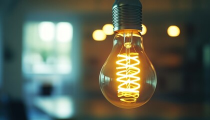 Energy Saving Week Glowing light bulb with bright filament in cozy ambient setting ideal for decor inspiration