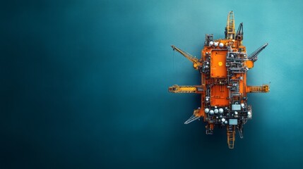 Offshore oil platform operations ocean aerial view industrial environment engineering concept