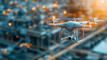 Drone inspection of oil rig offshore location technology aerial view industrial maintenance