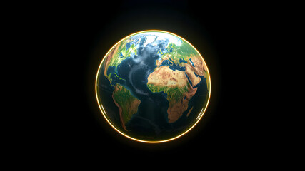 Fototapeta premium Earth with glowing ring of eco-friendly LED lights.globe in futuristic style.