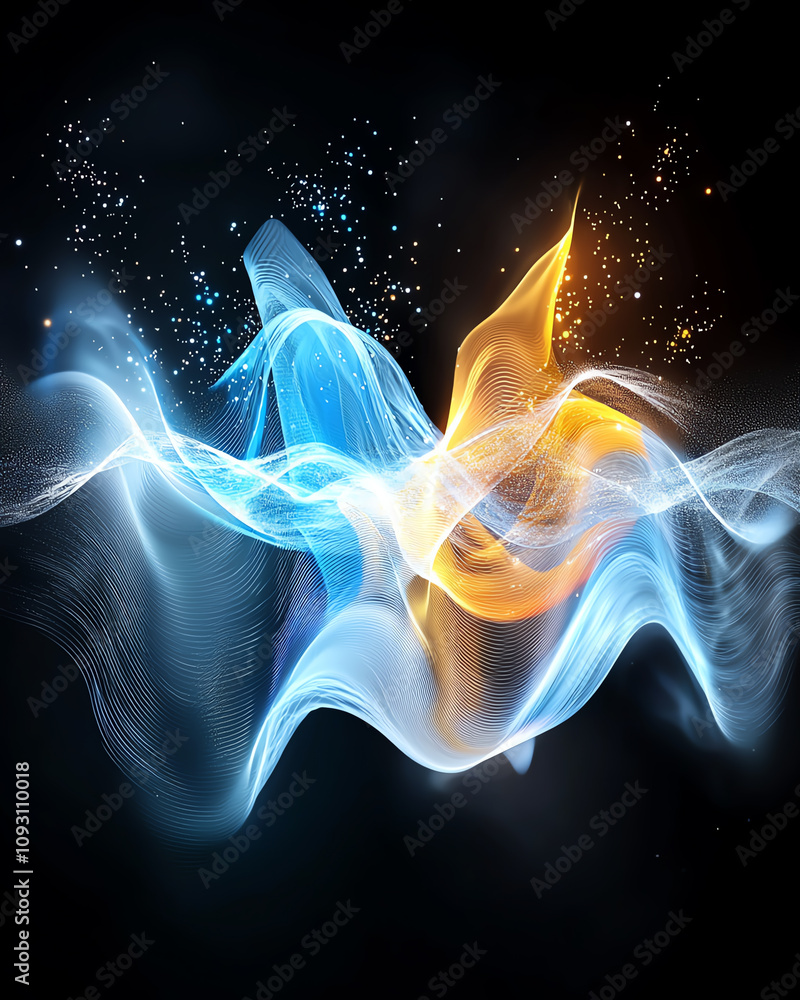 Aufkleber dynamic light waves abstract art digital design dark environment close-up view visual harmony for cr