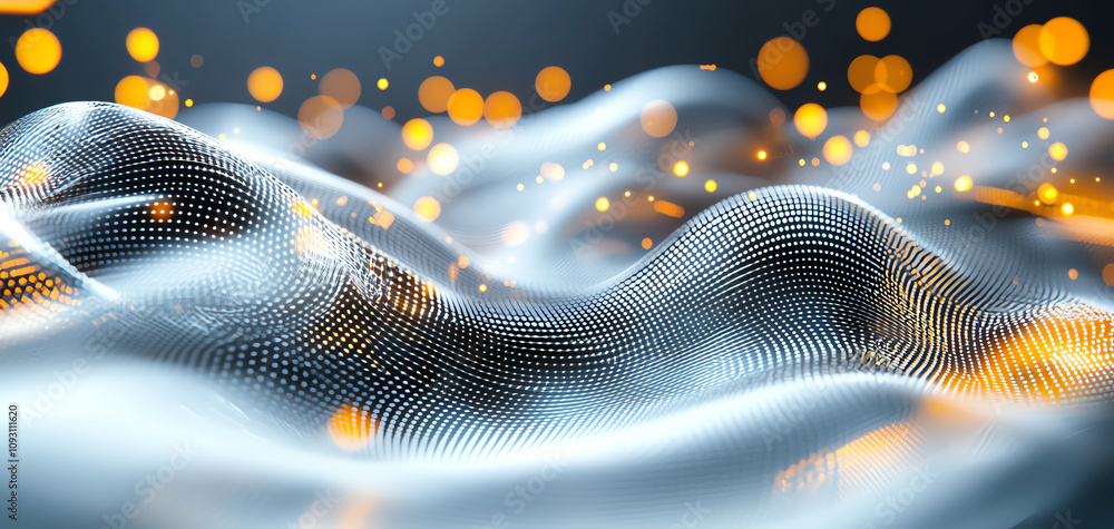 Poster dynamic digital waves abstract art visual design futuristic environment close-up view conceptual rep