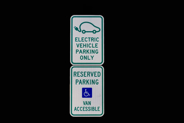 Photo of Electric Vehicle Parking Only Reserved Parking Van Accessible Sign