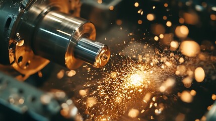 CNC lathe producing custom parts with high precision 