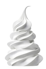 White cream swirl, whipped cream isolated on white background