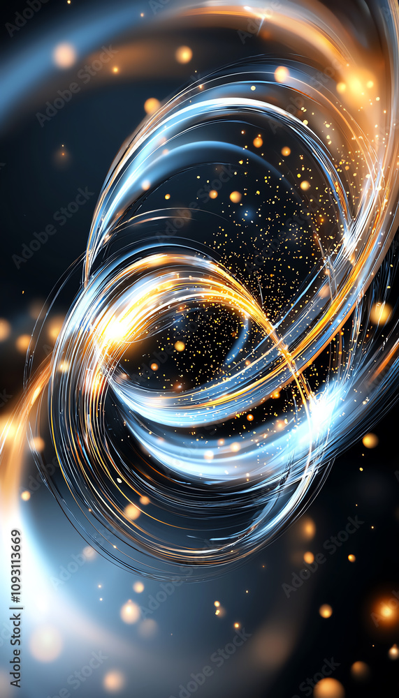 Poster dynamic abstract light swirl digital space graphic design futuristic environment close-up view visua
