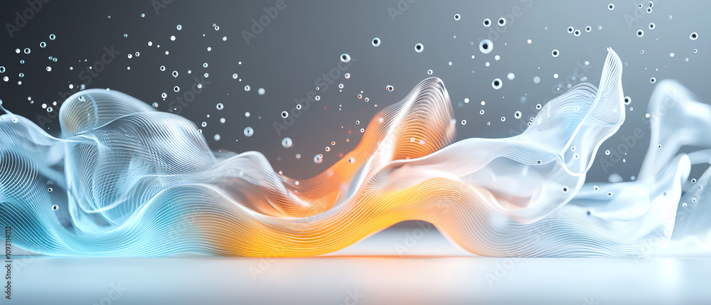Poster dynamic flowing waves abstract concept digital art modern environment close-up view energy and motio