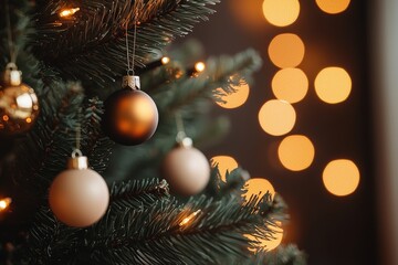 Beautifully Decorated Christmas Tree with Vibrant Baubles and Soft Lights Creating a Cozy Atmosphere for the Holiday Season