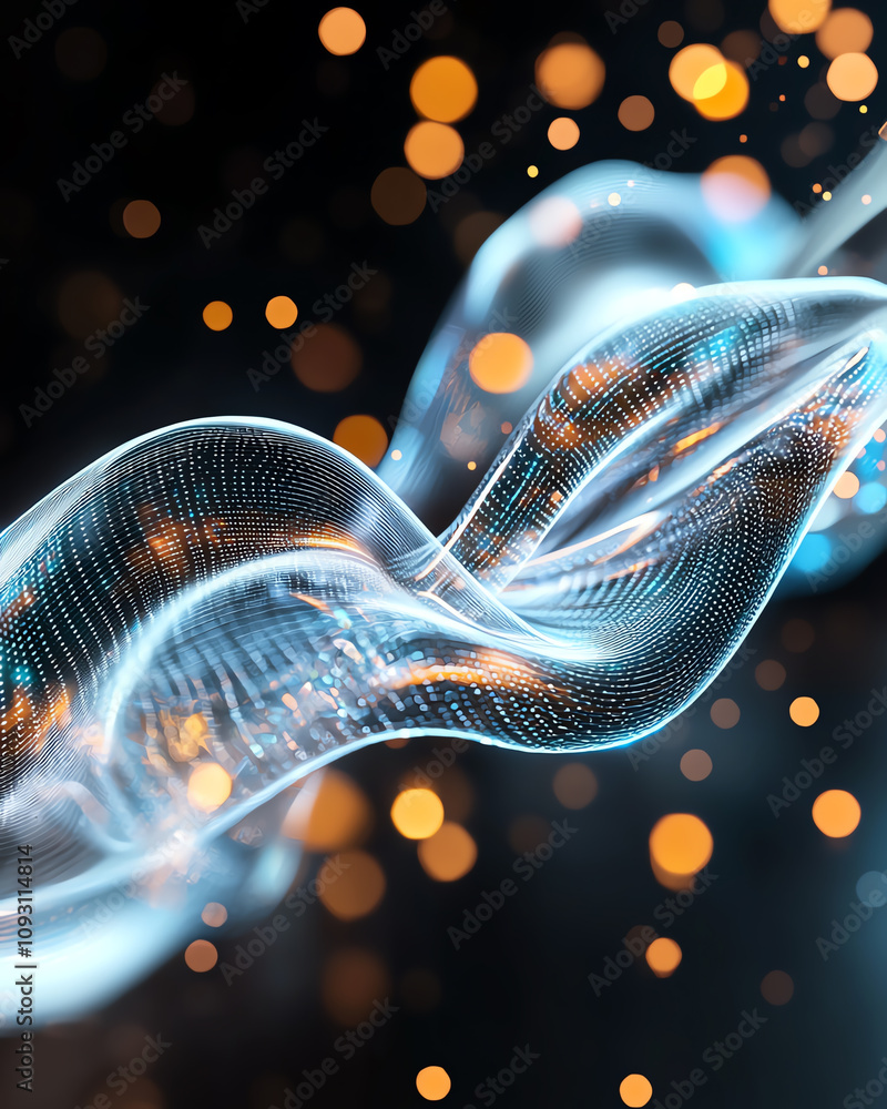 Poster dynamic light wave interaction abstract environment digital art technology concept close-up viewpoin