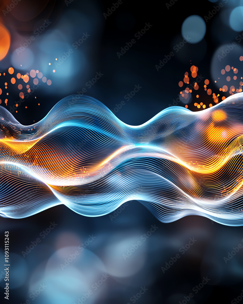 Poster dynamic wave patterns in digital art abstract environment visual content conceptual perspective for 