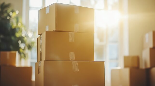 Organizing moving boxes home office photography bright environment close-up storage solutions for decluttering