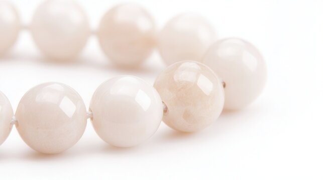 Elegant white stone beads with gray veins displayed on a bright background for jewelry and craft enthusiasts