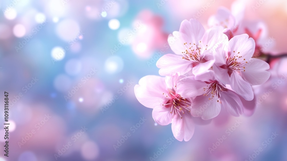 Aufkleber delicate pink cherry blossoms with soft bokeh background creating a dreamy spring atmosphere for nat