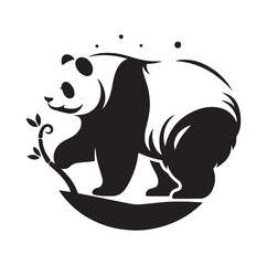 Minimal Panda illustration silhouette Vector SH