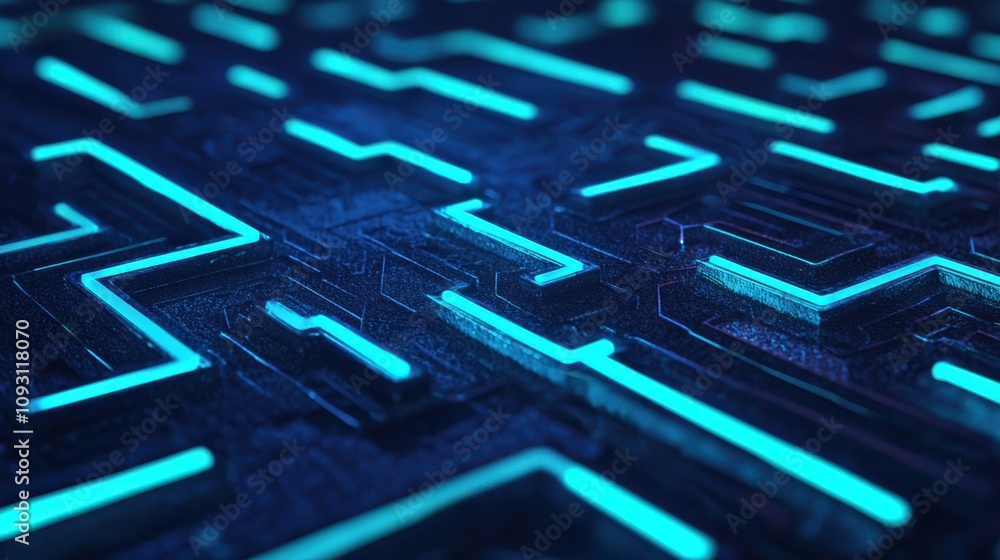 Poster dynamic circuit pathways digital realm abstract visuals high-tech environment close-up viewpoint fut