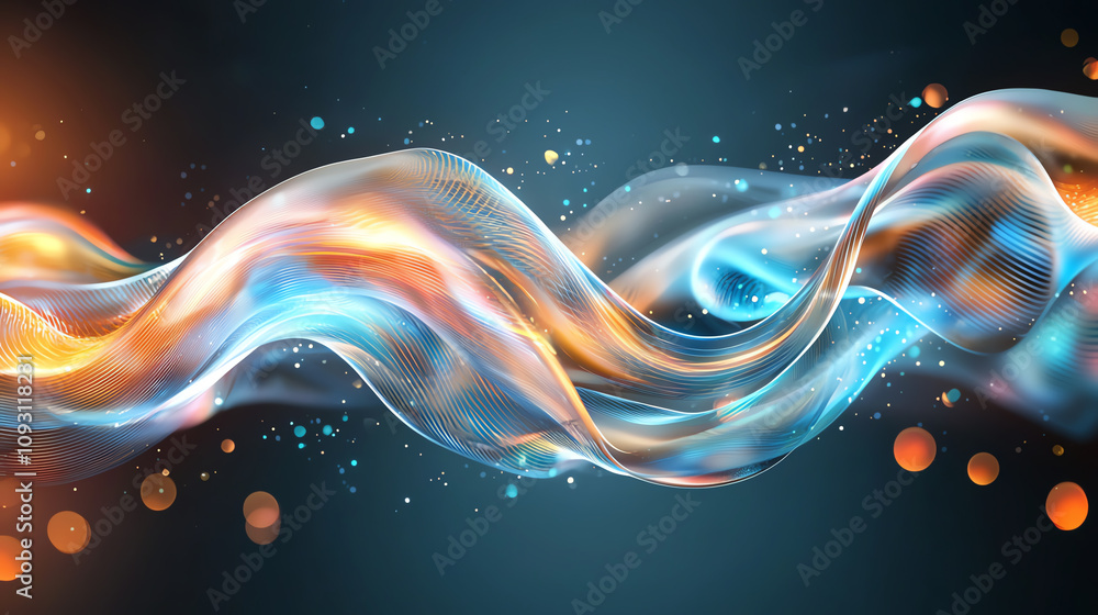 Poster dynamic colorful waves abstract digital art modern aesthetics vibrant environment close-up view visu
