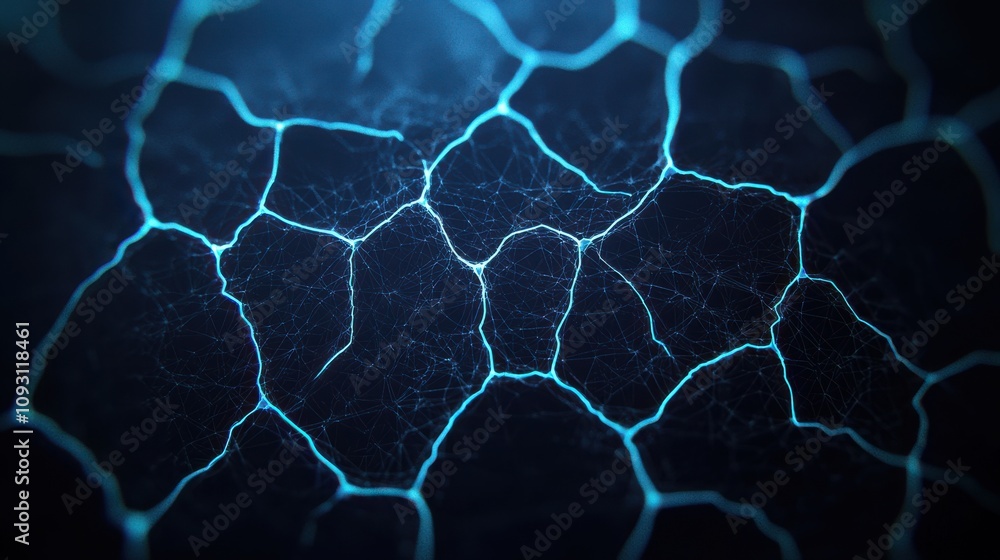 Poster dynamic electric blue patterns abstract art digital creation dark background close-up view energy an