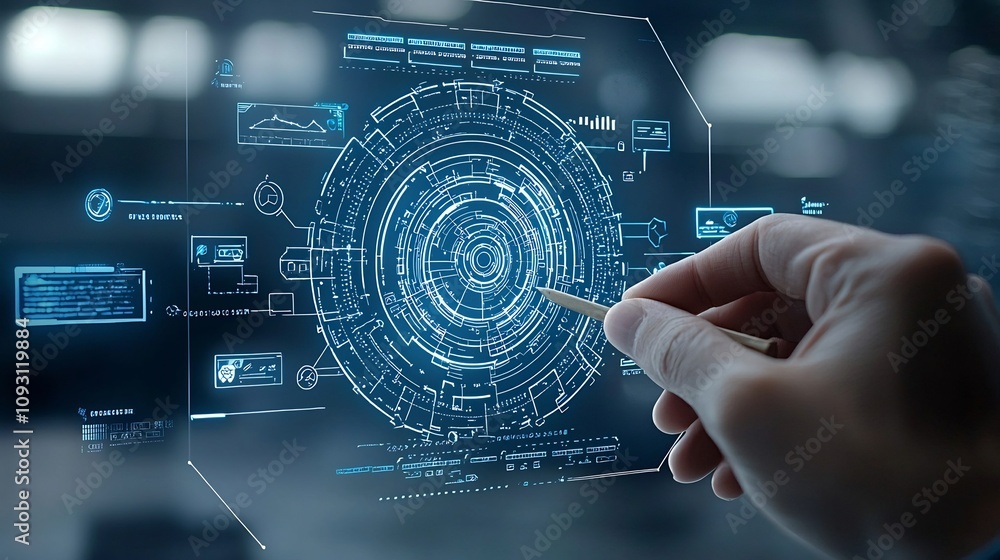 Leinwandbilder businessman s hand holding a futuristic glowing digital interface featuring a assurance checklist an