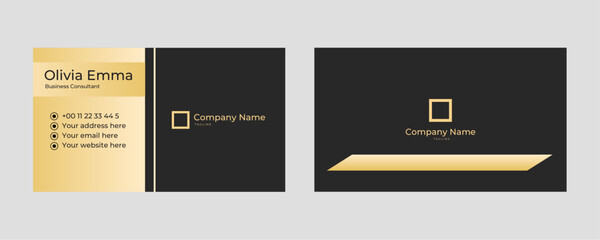 Elegant minimal black and gold business card template