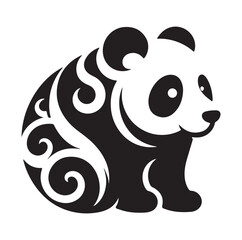 Minimal Panda illustration silhouette Vector SH