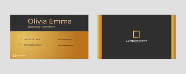 Abstract black gold business card template