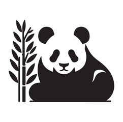 Minimal Panda illustration silhouette Vector SH