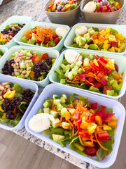 Meal Prep with Colorful Salads in Containers